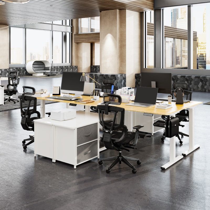L-Shaped Standing Desk with Cabinet (FL1) | FlexiSpot